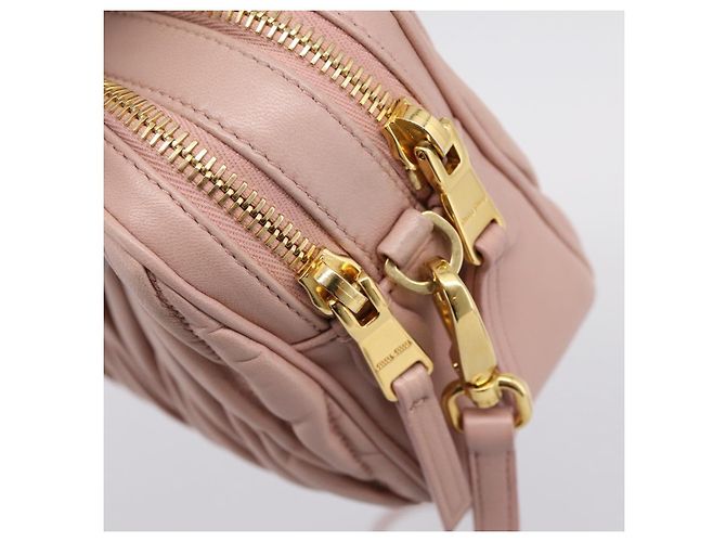 Borsa a tracolla Miu Miu Matelassé in pelle Rosa Oro Auth ar14289M D'oro - vista 9