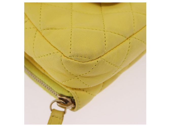 Borsa a tracolla CHANEL Matelasse con catena in pelle d'agnello Giallo Oro CC Auth ka6413M D'oro - vista 16