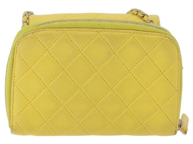 Borsa a tracolla CHANEL Matelasse con catena in pelle d'agnello Giallo Oro CC Auth ka6413M D'oro - vista 2