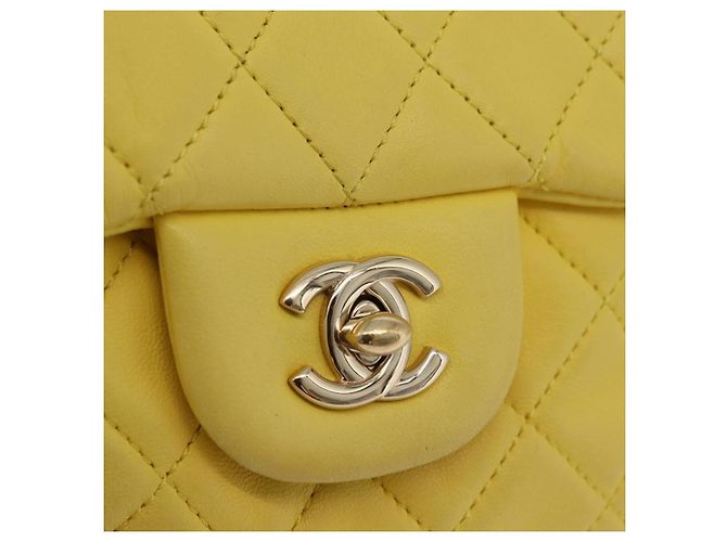 Borsa a tracolla CHANEL Matelasse con catena in pelle d'agnello Giallo Oro CC Auth ka6413M D'oro - vista 20