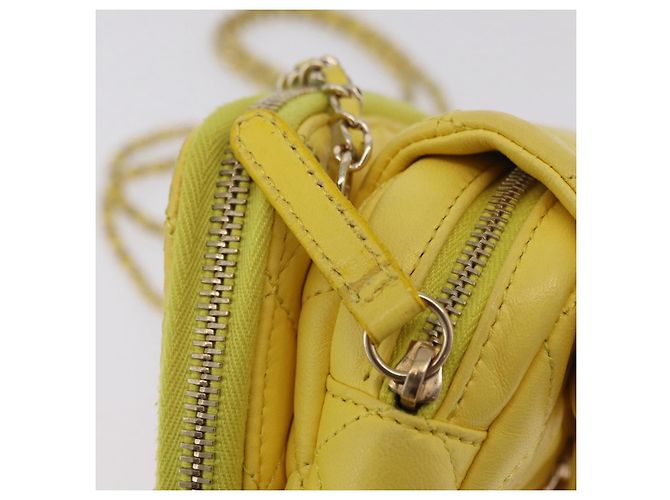 Borsa a tracolla CHANEL Matelasse con catena in pelle d'agnello Giallo Oro CC Auth ka6413M D'oro - vista 21