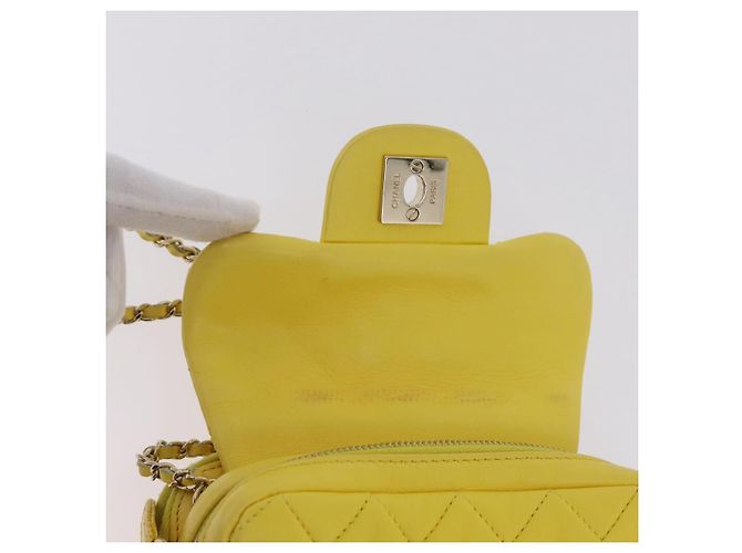 Borsa a tracolla CHANEL Matelasse con catena in pelle d'agnello Giallo Oro CC Auth ka6413M D'oro - vista 23