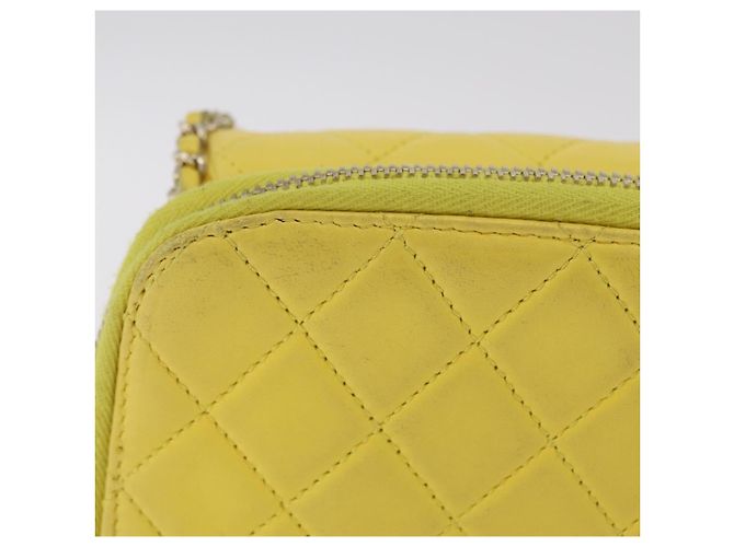 Borsa a tracolla CHANEL Matelasse con catena in pelle d'agnello Giallo Oro CC Auth ka6413M D'oro - vista 3