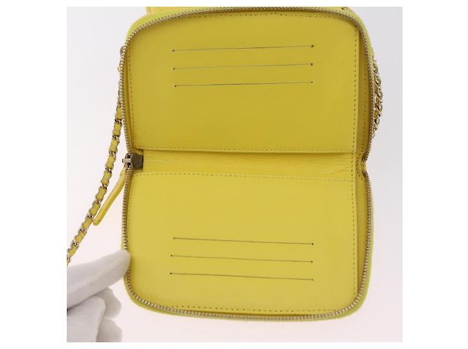 Borsa a tracolla CHANEL Matelasse con catena in pelle d'agnello Giallo Oro CC Auth ka6413M D'oro - vista 32