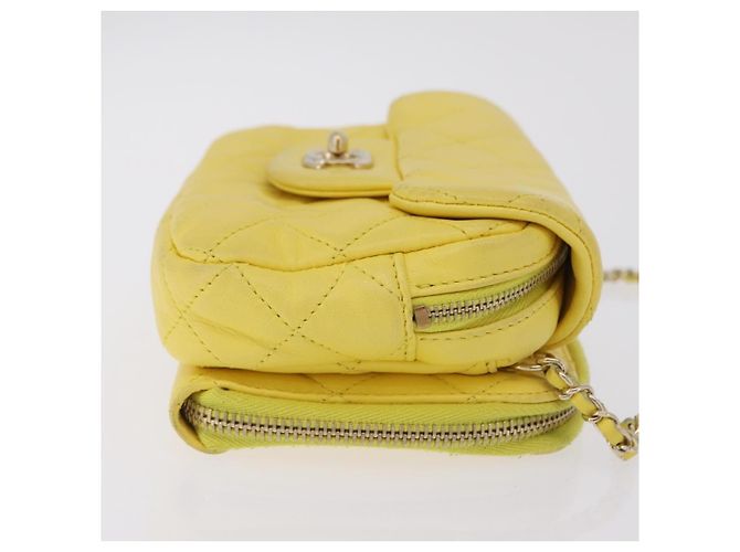 Borsa a tracolla CHANEL Matelasse con catena in pelle d'agnello Giallo Oro CC Auth ka6413M D'oro - vista 4