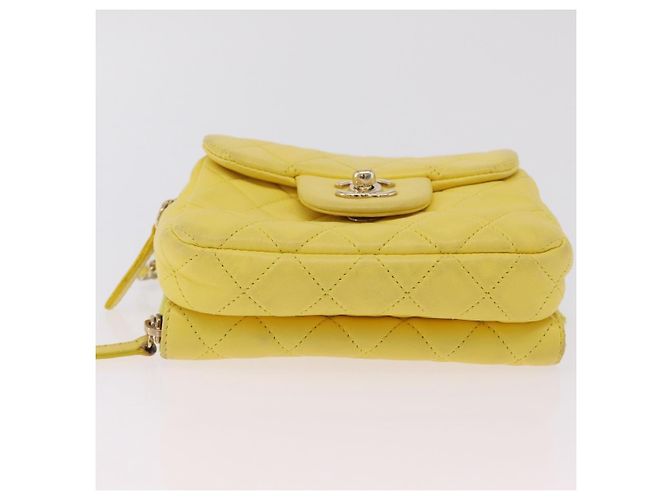 Borsa a tracolla CHANEL Matelasse con catena in pelle d'agnello Giallo Oro CC Auth ka6413M D'oro - vista 6