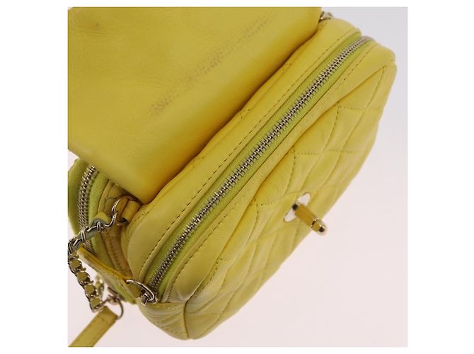 Borsa a tracolla CHANEL Matelasse con catena in pelle d'agnello Giallo Oro CC Auth ka6413M D'oro - vista 9