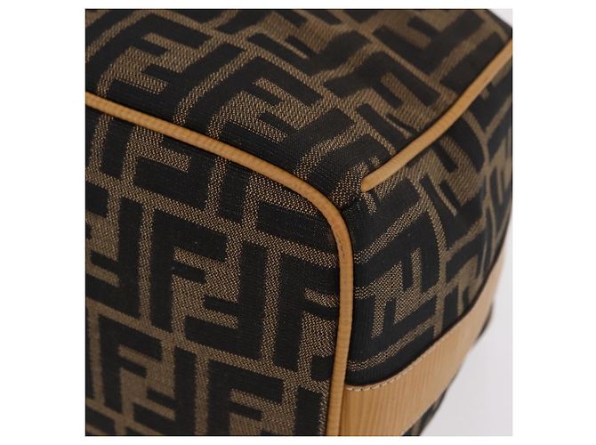Bolsa de Mão Vanity FENDI Zucca Canvas Preta Castanha Auth 206127V Marrom Preto - vista 16