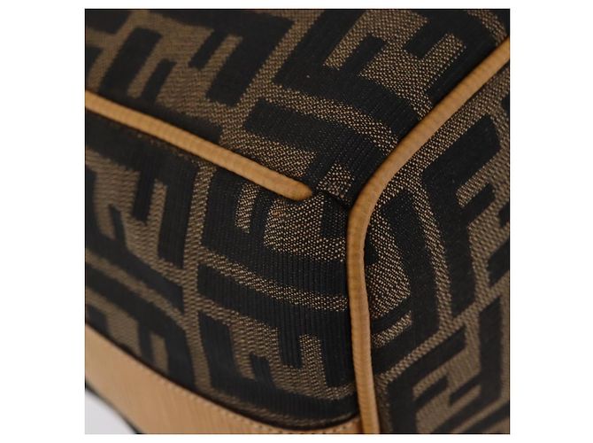 Bolsa de Mão Vanity FENDI Zucca Canvas Preta Castanha Auth 206127V Marrom Preto - vista 17