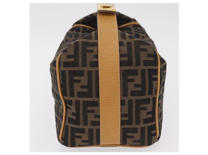 Bolsa de Mão Vanity FENDI Zucca Canvas Preta Castanha Auth 206127V Marrom Preto - vista 3