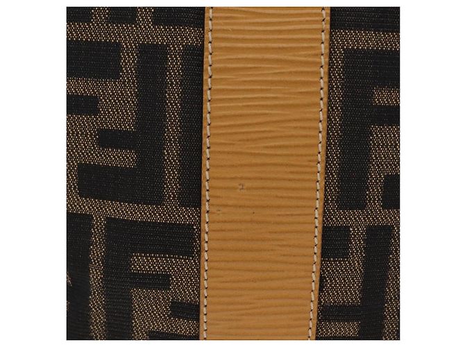 Bolsa de Mão Vanity FENDI Zucca Canvas Preta Castanha Auth 206127V Marrom Preto - vista 4