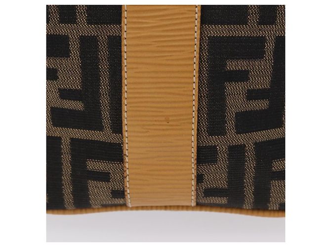 Bolsa de Mão Vanity FENDI Zucca Canvas Preta Castanha Auth 206127V Marrom Preto - vista 6
