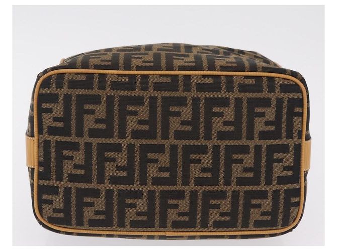 Bolsa de Mão Vanity FENDI Zucca Canvas Preta Castanha Auth 206127V Marrom Preto - vista 7