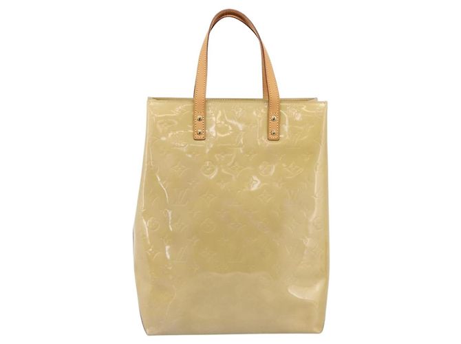 Borsa a mano LOUIS VUITTON Monogram Vernis Reade MM Beige M91141 LV Auth 205928A - vista 13