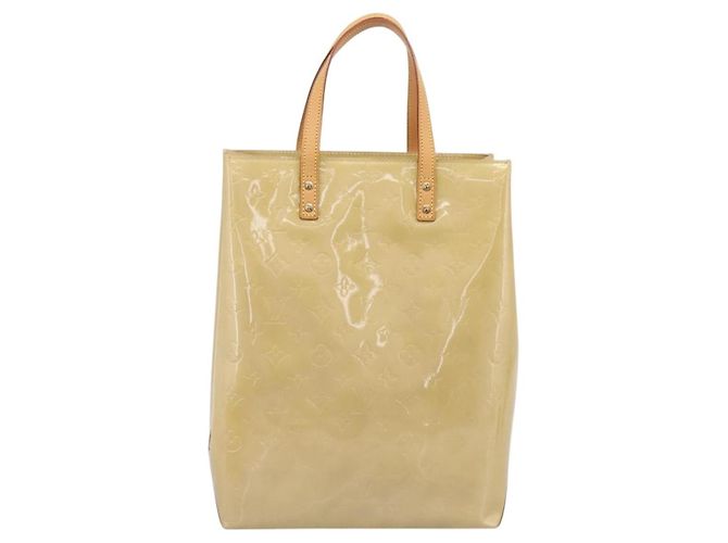Borsa a mano LOUIS VUITTON Monogram Vernis Reade MM Beige M91141 LV Auth 205928A - vista 2