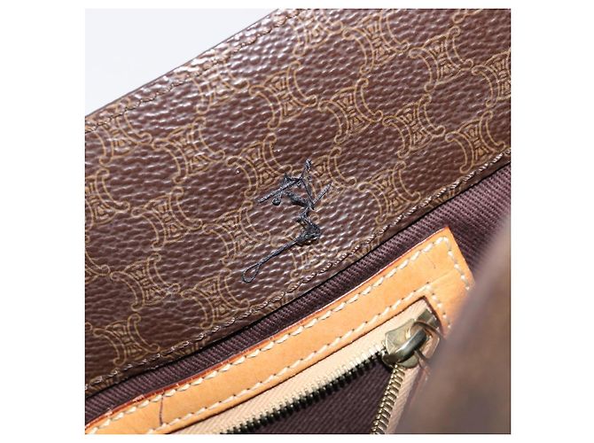 Céline Bolso de mano CELINE Macadam Canvas PVC Leather Brown Gold Auth ep16155 Castaño Dorado - vista 10