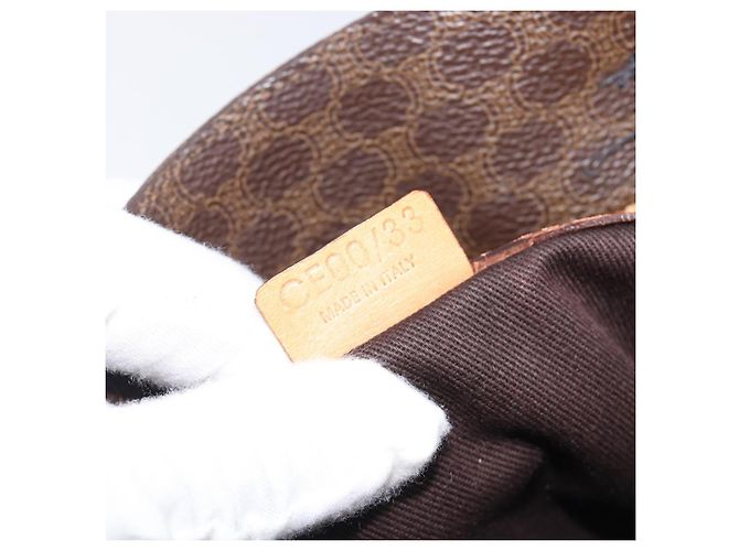 Céline Bolso de mano CELINE Macadam Canvas PVC Leather Brown Gold Auth ep16155 Castaño Dorado - vista 12