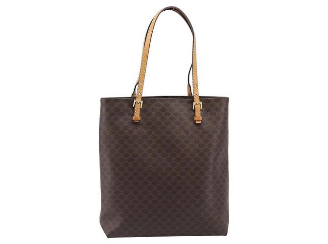 Céline Bolso de mano CELINE Macadam Canvas PVC Leather Brown Gold Auth ep16155 Castaño Dorado - vista 13