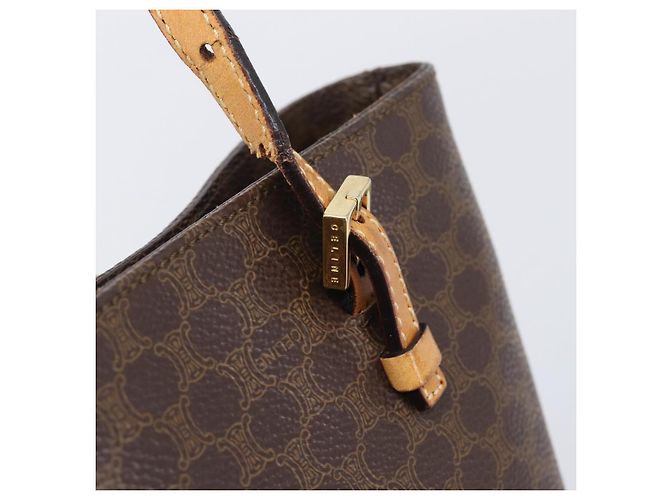 Céline Bolso de mano CELINE Macadam Canvas PVC Leather Brown Gold Auth ep16155 Castaño Dorado - vista 19