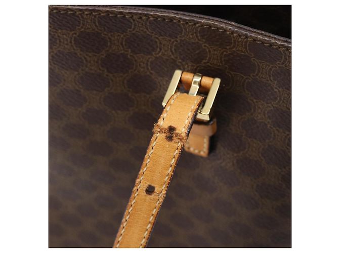 Céline Bolso de mano CELINE Macadam Canvas PVC Leather Brown Gold Auth ep16155 Castaño Dorado - vista 21