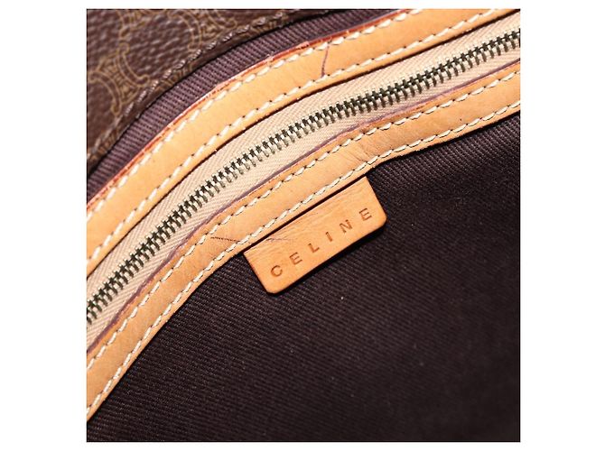 Céline Bolso de mano CELINE Macadam Canvas PVC Leather Brown Gold Auth ep16155 Castaño Dorado - vista 22