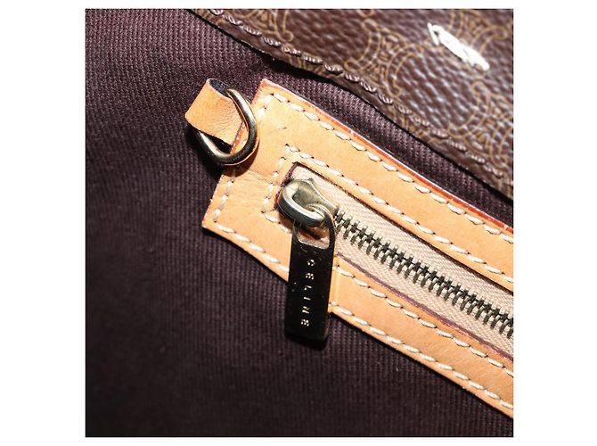 Céline Bolso de mano CELINE Macadam Canvas PVC Leather Brown Gold Auth ep16155 Castaño Dorado - vista 25