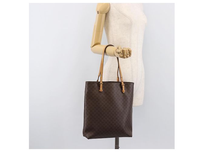 Céline Bolso de mano CELINE Macadam Canvas PVC Leather Brown Gold Auth ep16155 Castaño Dorado - vista 27