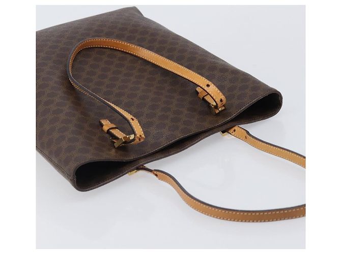 Céline Bolso de mano CELINE Macadam Canvas PVC Leather Brown Gold Auth ep16155 Castaño Dorado - vista 6