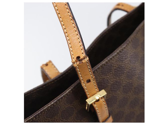 Céline Bolso de mano CELINE Macadam Canvas PVC Leather Brown Gold Auth ep16155 Castaño Dorado - vista 8