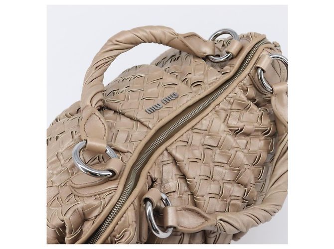 Miu Miu Handtasche Leder Braun Silber Auth bs37122A - Ansicht 6
