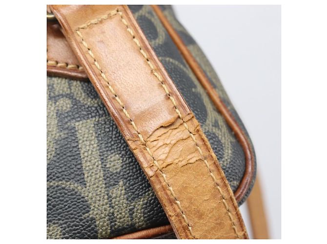 Borsa a tracolla Christian Dior Trotter Canvas PVC Verde Oro Auth 204234 D'oro - vista 11
