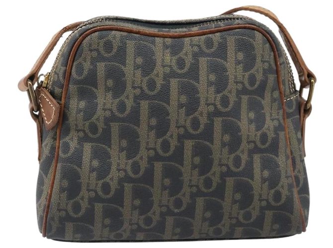Borsa a tracolla Christian Dior Trotter Canvas PVC Verde Oro Auth 204234 D'oro - vista 13