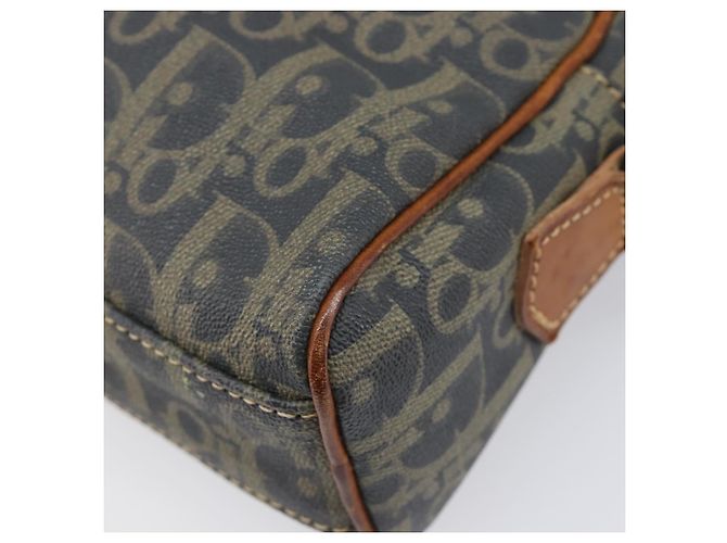 Borsa a tracolla Christian Dior Trotter Canvas PVC Verde Oro Auth 204234 D'oro - vista 17