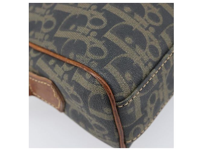 Borsa a tracolla Christian Dior Trotter Canvas PVC Verde Oro Auth 204234 D'oro - vista 18
