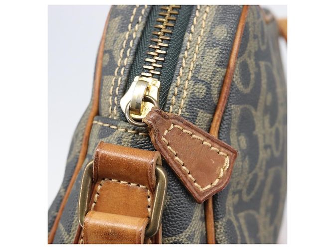 Borsa a tracolla Christian Dior Trotter Canvas PVC Verde Oro Auth 204234 D'oro - vista 19