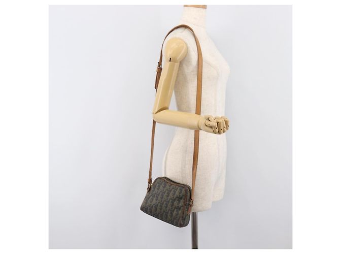 Borsa a tracolla Christian Dior Trotter Canvas PVC Verde Oro Auth 204234 D'oro - vista 23