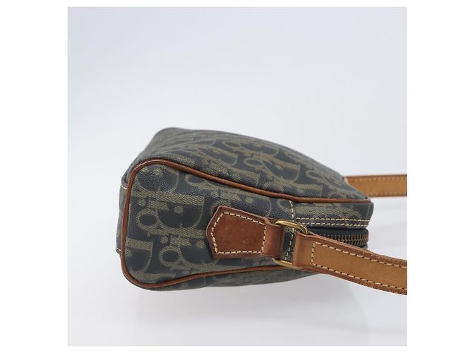 Borsa a tracolla Christian Dior Trotter Canvas PVC Verde Oro Auth 204234 D'oro - vista 3