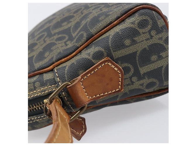 Borsa a tracolla Christian Dior Trotter Canvas PVC Verde Oro Auth 204234 D'oro - vista 5