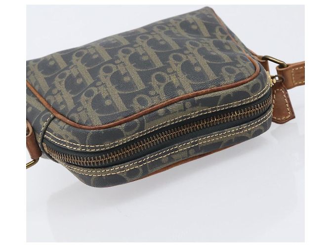 Borsa a tracolla Christian Dior Trotter Canvas PVC Verde Oro Auth 204234 D'oro - vista 7