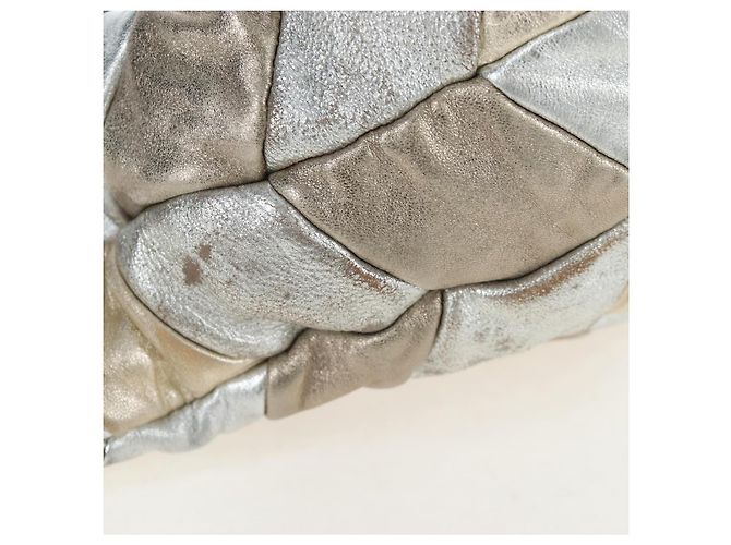 Bolso de mano Miu Miu de cuero 2way Silver Auth 204825A Plata - vista 14