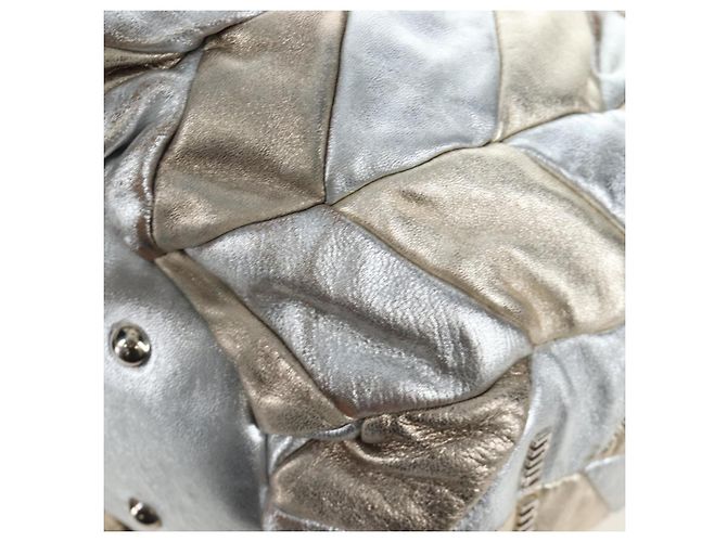 Bolso de mano Miu Miu de cuero 2way Silver Auth 204825A Plata - vista 25