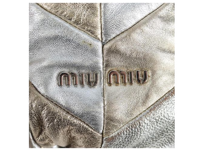 Bolso de mano Miu Miu de cuero 2way Silver Auth 204825A Plata - vista 26