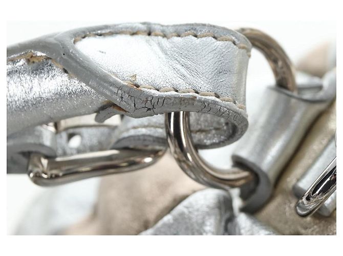 Bolso de mano Miu Miu de cuero 2way Silver Auth 204825A Plata - vista 27