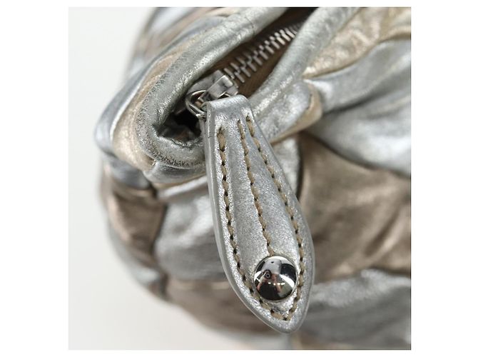 Bolso de mano Miu Miu de cuero 2way Silver Auth 204825A Plata - vista 28
