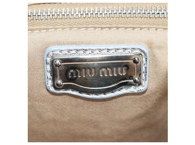 Bolso de mano Miu Miu de cuero 2way Silver Auth 204825A Plata - vista 29