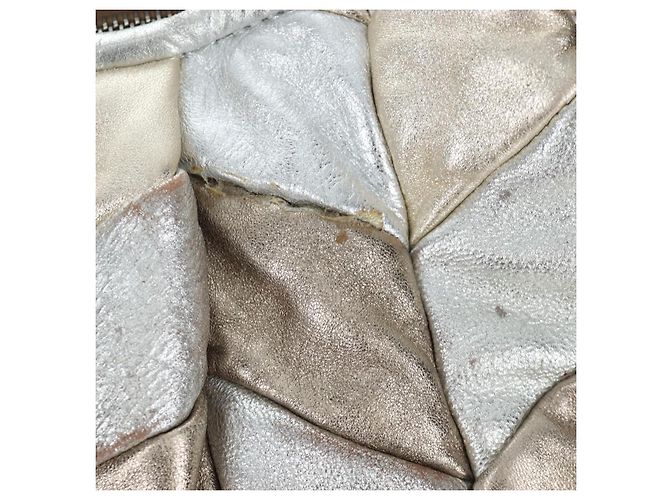 Bolso de mano Miu Miu de cuero 2way Silver Auth 204825A Plata - vista 4
