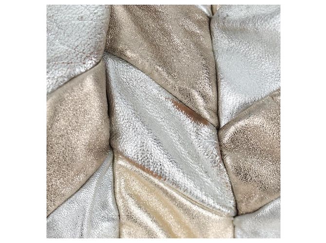 Bolso de mano Miu Miu de cuero 2way Silver Auth 204825A Plata - vista 6