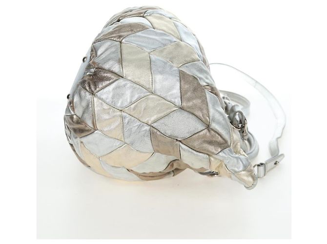 Bolso de mano Miu Miu de cuero 2way Silver Auth 204825A Plata - vista 8