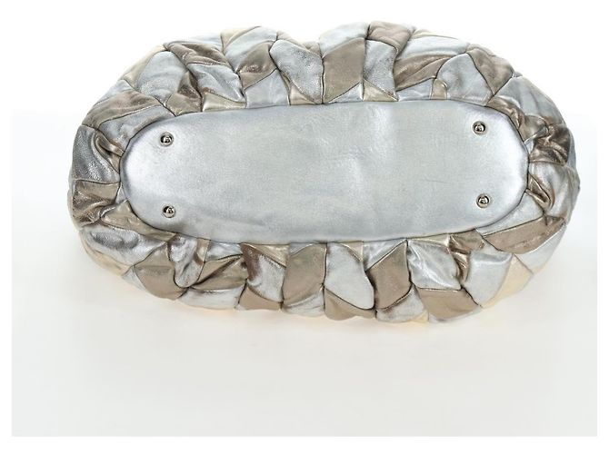 Bolso de mano Miu Miu de cuero 2way Silver Auth 204825A Plata - vista 9