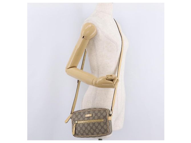 Borsa a tracolla GUCCI GG Supreme PVC Beige Gold 201447 Auth ep16201 D'oro - vista 28